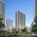 Modern High Rise Residential Building With Glass Facade Greenery And Pedestrians
