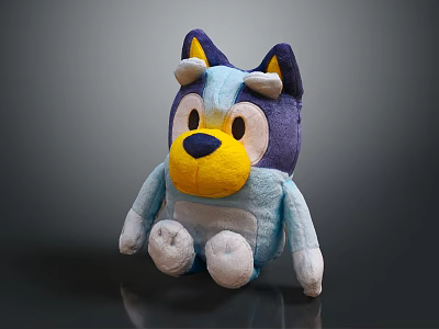 Kids Cute Plush Dog Toy With Blue Purple Yellow White Soft Stuffed Animal Design Soft 3d model