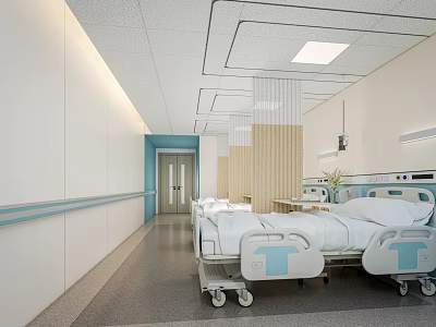 Hospital Outpatient Ward With Beds And Handrails 3d model