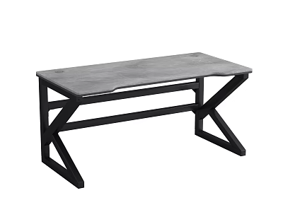 Modern Wooden Top Desk With Black Metal X Shaped Legs Design 3d model