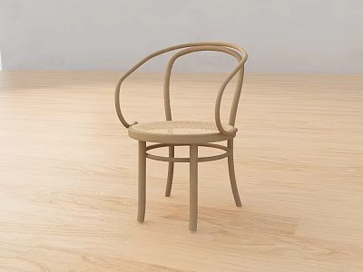 Comfortable Modern Wicker Leisure Chair With Simple Wooden Frame And Ergonomic Design 3d model