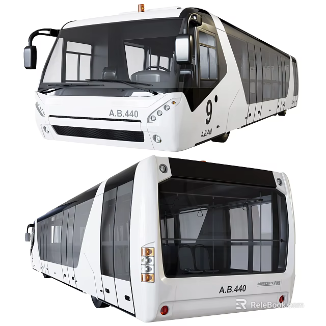 Modern Urban Bus With White Exterior Large Glass Windows And Sleek Design 3d model 