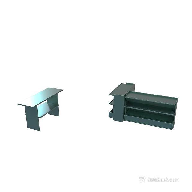 Modern Simple Furniture Set Featuring Table And Storage Shelf Design 3d model 