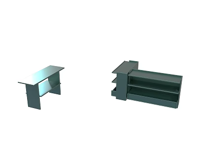 Modern Simple Furniture Set Featuring Table And Storage Shelf Design 3d model