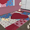 Modern Children Carpet Color Carpet Art Carpet 3d model