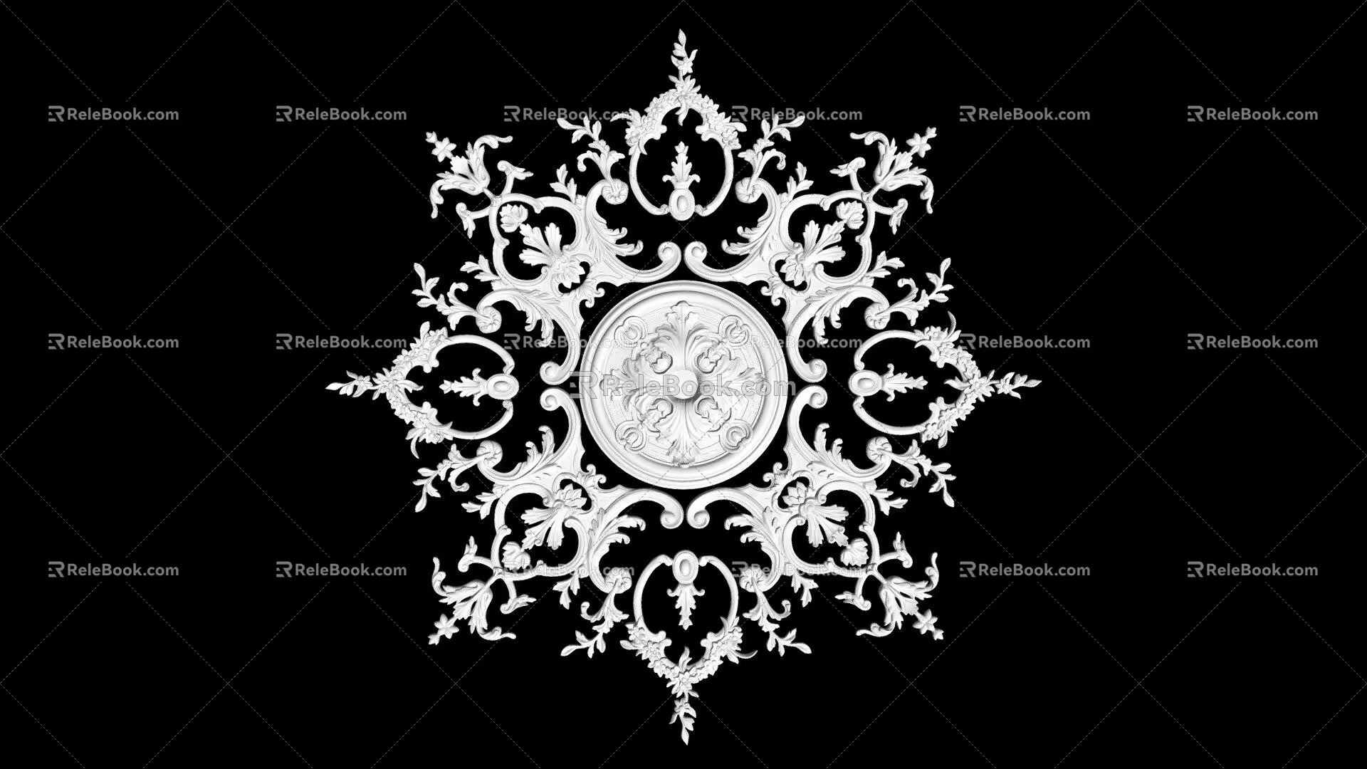 Carved Lamp Panels European-style Carved Building Components Gypsum Line Carved Corner Line Carved Craft Carved Silver Carved Corner Line 3d model
