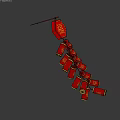 Chinese Traditional Red Ornament With Octagonal Fu Character And Hanging Firecracker String