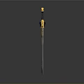 Ornate Sword with Golden Embellishments and Luxurious Blue Blade Design