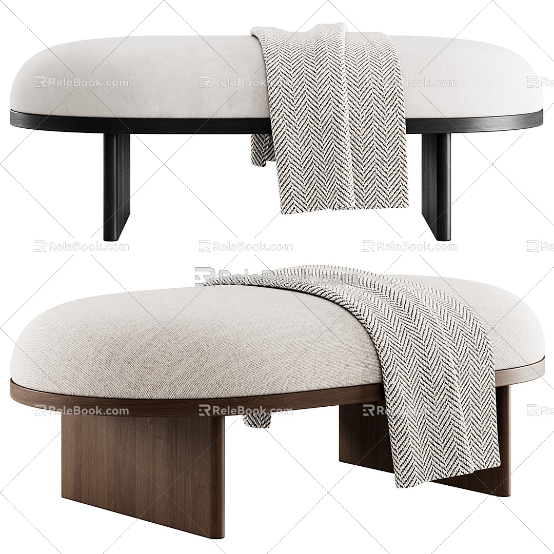 Anza Modern Solid Wood Fabric Bed End Stool 3d model