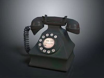 Classic Vintage Rotary Dial Telephone With Black Body And Coiled Cord Design 3d model