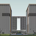 Modern High Rise Office Building With Glass Facade And Reflection Pool 3d model