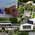 Beautiful Garden Landscape Design With Diverse Plants Paths Greenhouse And Lawn