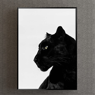 Modern Animal Painting Simple Black and White Study Animal Panther Decorative Painting 3d model