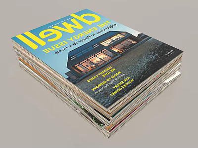 Stack of Dwell Magazines with Modern Architecture Cover and Energy Issue Content 3d model