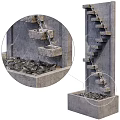 Decorative Garden Water Feature With Stone Wall Waterfall And Stepped Water Structure 3d model