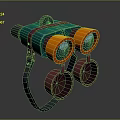 3D Model Of Colorful Binoculars With Green Orange Red Parts And Gear Strap Design For Scenic Viewing