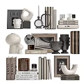 Stylish Decorative Ornament Set With Vases Frames Books And Sculptural Decor Pieces