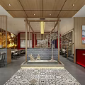 Cozy Restaurant Interior With Brick Wall Wooden Tables Bar Counter Pendant Lights And Natural View