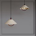 Modern Minimalist Pendant Lights With Cream Pleated Shades And Wooden Ring Accent