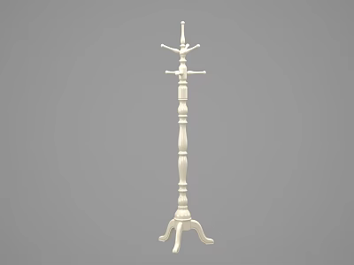 White Wooden Coat Rack with Multiple Hooks and Tripod Base for Home Use 3d model