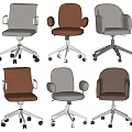 Modern Office Chairs in Grey Brown Beige and Light Grey with Armrests and Swivel Wheels