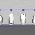 Modern White Wall Mounted Urinals In Public Restroom With Sensor Fixtures