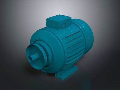 Blue Industrial Electric Motor With Durable Housing And Stable Base 3d model