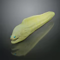 Yellow Eel With Blue Eyes On Shiny Black Reflective Surface 3d model
