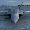 Modern Fighter Jet Displaying Sleek Design Parked On Shiny Tarmac Under Cloudy Sky
