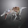 Realistic Ferocious Velociraptor Dinosaur Model With Saddle Bridle And Open Mouth