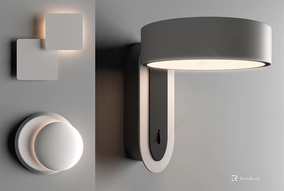 Modern Wall Mounted Lamp Featuring Square And Round Geometric Shapes And Soft Illumination Design 3d model 
