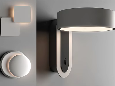 Modern Wall Mounted Lamp Featuring Square And Round Geometric Shapes And Soft Illumination Design 3d model