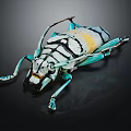Flying Animal Colorful Beetle With Blue White Yellow Patterns On Black Background