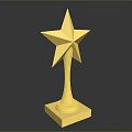 Golden Star Shaped Decorative Household Items Trophy With Square Base Stand 3d model