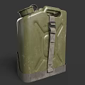 Old Green Jerry Cans Pair With Metal Straps And Solid Base 3d model