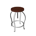 Modern Minimalist Leisure Chair With Wooden Round Seat And Stainless Steel Curved Frame