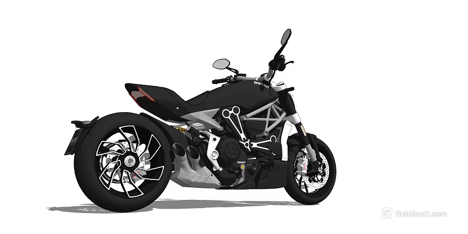 Modern Black Motorcycle With Sporty Design Exposed Frame Alloy Wheels And Streamlined Body 3d model 