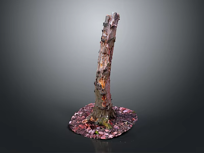 Artistic Plant Stump with Colorful Textures and Pink Purple Base Particles 3d model
