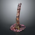 Artistic Plant Stump with Colorful Textures and Pink Purple Base Particles