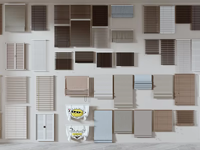 Diverse Window Blinds Collection With Multiple Colors Materials And Design Styles 3d model
