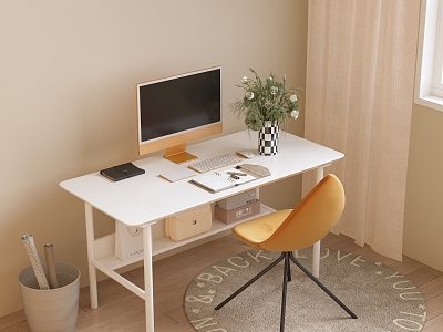 Modern Desk and Chair Combination Adult Desk and Chair Study Desk and Chair Round Carpet Apple Computer Combination model