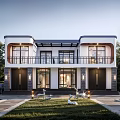 Modern Two Story Rural Self Built House With White Exterior And Glass Windows
