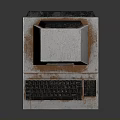 Vintage Retro Computer System With Classic CRT Monitor And Mechanical Keyboard