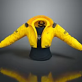 Yellow Jacket With Black Accents And Shoulder Details On Mannequin