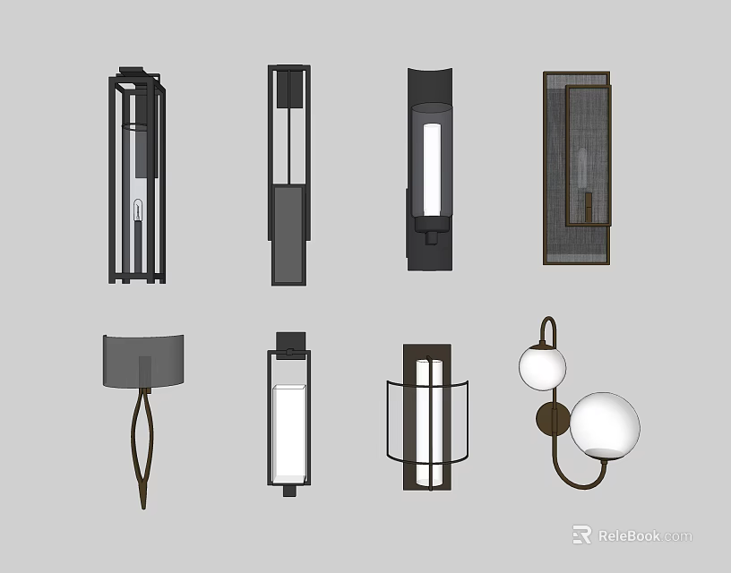 Different Modern Wall Sconces With Various Stylish Designs For Home Decor 3d model