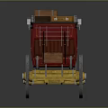 Vintage Red Stagecoach with Stacked Luggage on Roof Yellow Wheels and Classic Design
