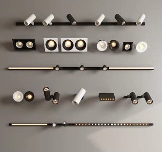 Modern spotlights magnetic track spotlights downlights linear lights open-mounted spotlights line lights embedded in spotlights 3d model