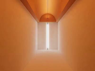 Orange Corridor Interior With Arched Ceiling Vertical Light And Light Colored Floor 3d model