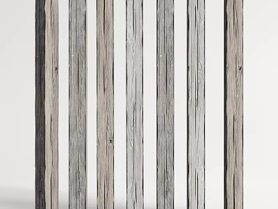 Wooden Columns Vertically Arranged With Natural Wood Texture On White Background 3d model