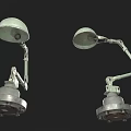 Vintage Metal Table Lamps With Adjustable Arm Dome Shade And Round Base